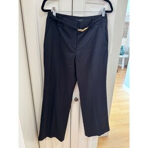 Talbots Heritage Black Dress Pants Wool Gold Chain Detail Size 8 Petite EUC‎